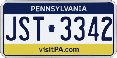 PA license plate JST3342