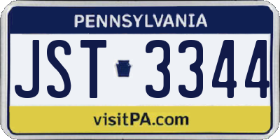 PA license plate JST3344