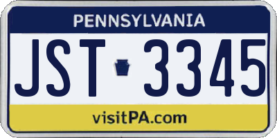 PA license plate JST3345