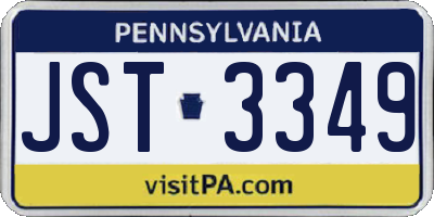 PA license plate JST3349