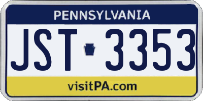 PA license plate JST3353