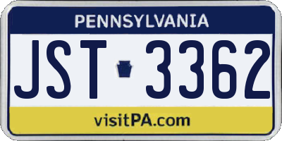 PA license plate JST3362