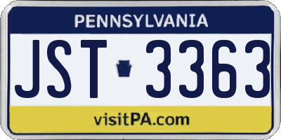 PA license plate JST3363