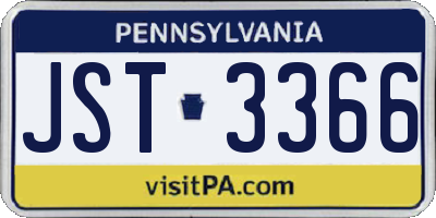 PA license plate JST3366