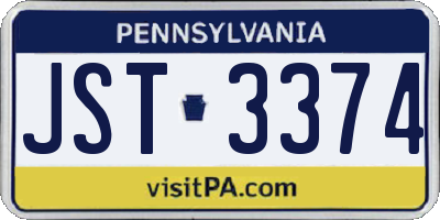 PA license plate JST3374