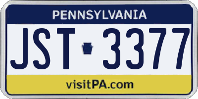 PA license plate JST3377