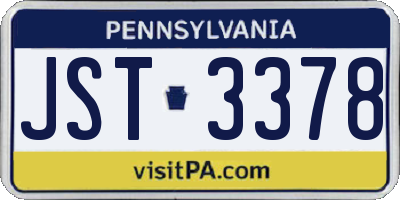 PA license plate JST3378