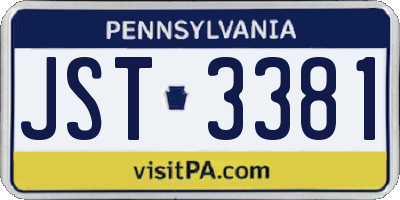 PA license plate JST3381