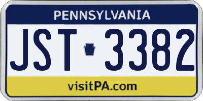 PA license plate JST3382