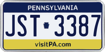 PA license plate JST3387