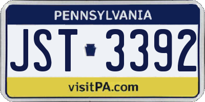 PA license plate JST3392