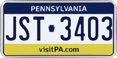 PA license plate JST3403