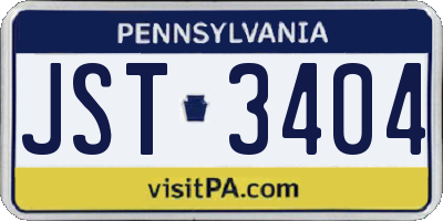 PA license plate JST3404