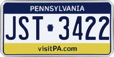 PA license plate JST3422