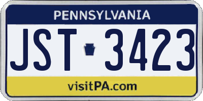 PA license plate JST3423