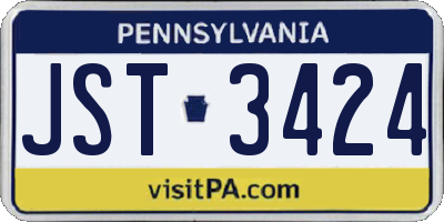 PA license plate JST3424