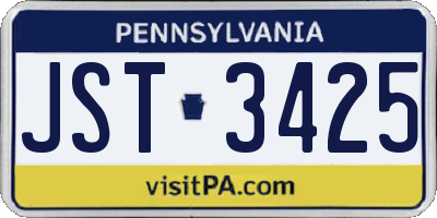 PA license plate JST3425