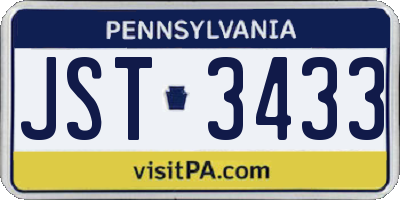 PA license plate JST3433
