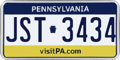PA license plate JST3434