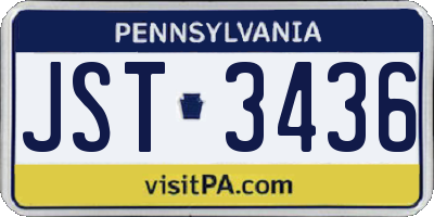 PA license plate JST3436