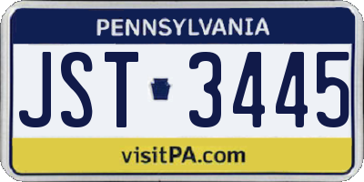 PA license plate JST3445