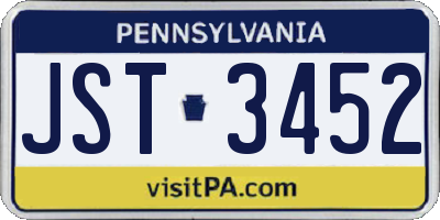 PA license plate JST3452
