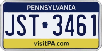 PA license plate JST3461