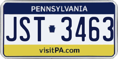 PA license plate JST3463
