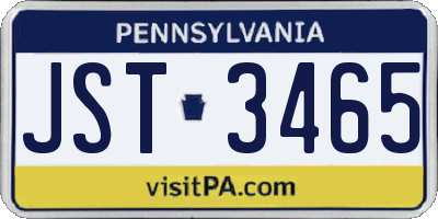 PA license plate JST3465
