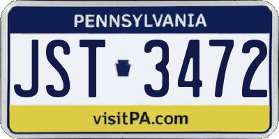 PA license plate JST3472