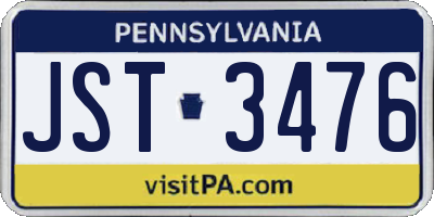 PA license plate JST3476