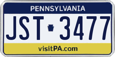 PA license plate JST3477
