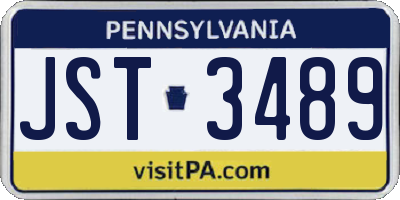 PA license plate JST3489
