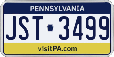 PA license plate JST3499