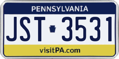 PA license plate JST3531
