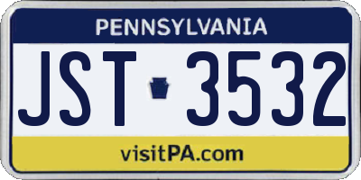 PA license plate JST3532