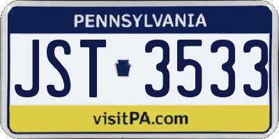 PA license plate JST3533