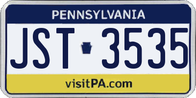 PA license plate JST3535