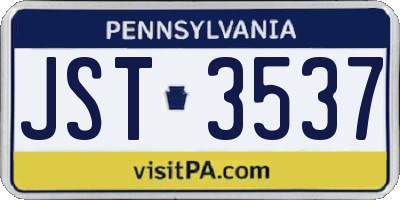 PA license plate JST3537