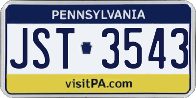 PA license plate JST3543