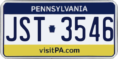 PA license plate JST3546