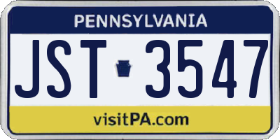 PA license plate JST3547