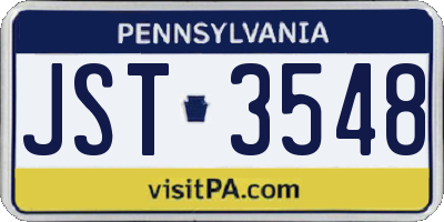 PA license plate JST3548