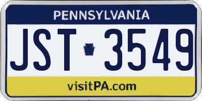 PA license plate JST3549