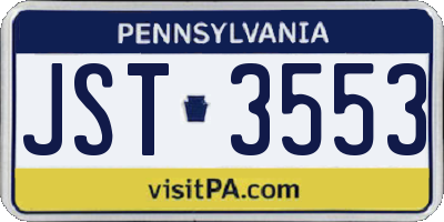 PA license plate JST3553