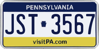 PA license plate JST3567