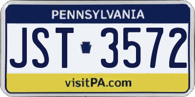 PA license plate JST3572