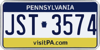 PA license plate JST3574