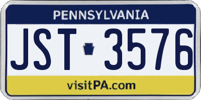 PA license plate JST3576