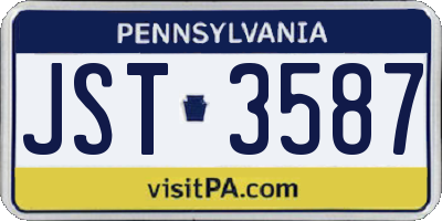 PA license plate JST3587